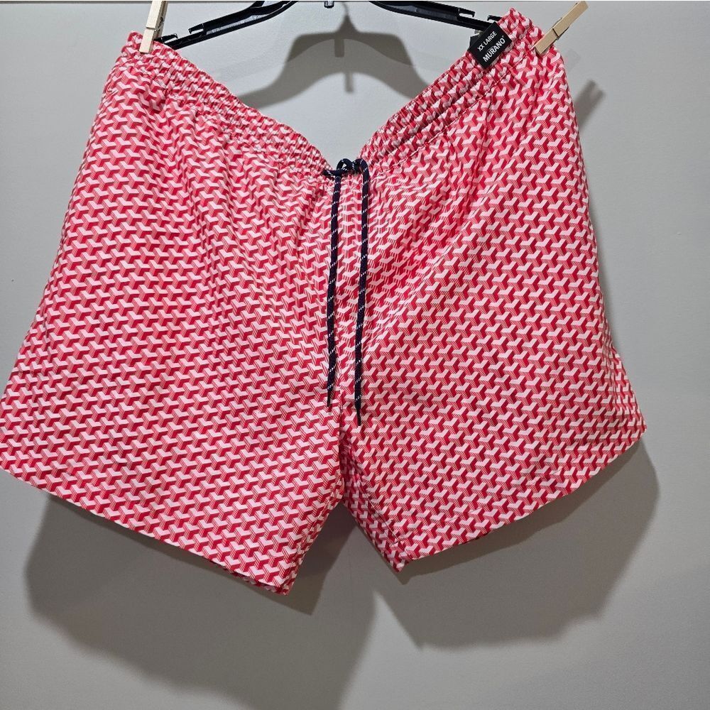 Murano Swim Shorts Trunks Men XXL 5" Inseam NWT Red And White